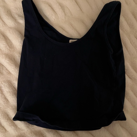 Navy Blue cropped tank top - Picture 1 of 2